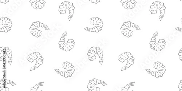 Fototapeta Seamless Tempura Shrimp Doodle Pattern background. Seafood Pattern Design. Fried Shrimp Seamless pattern Background. Crunchy Tempura Doodle Pattern.