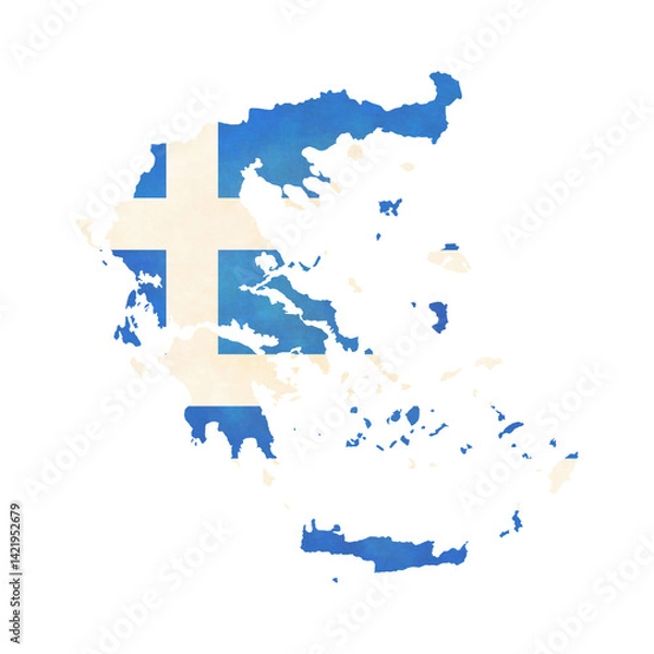 Fototapeta Isolated map of Greece with flag in soft grunge and vintage style.