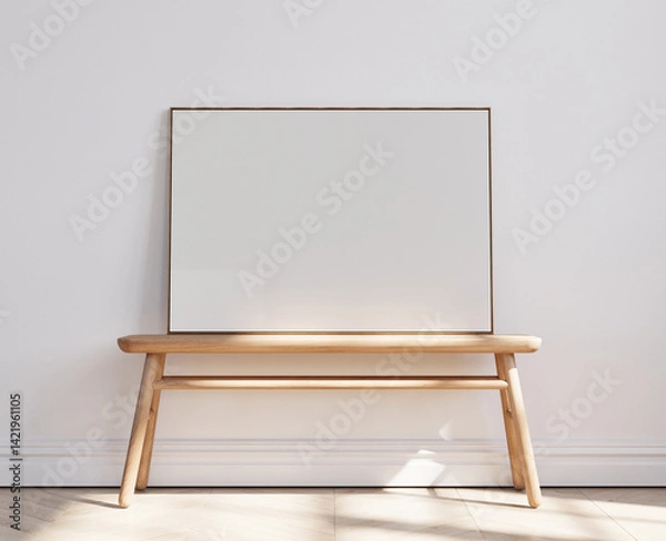 Obraz Minimalism interior with mockup poster, pure light and shadow in art room, 3d illustration.