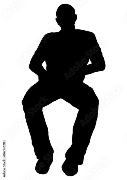 Fototapeta Silhouette of a man sitting relaxed vector black