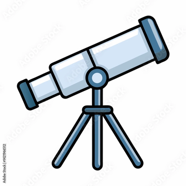 Fototapeta Minimalist flat color Telescope Graphic vector Illustration.