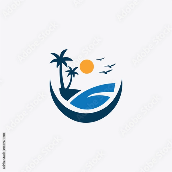 Obraz Beach logo icon design Vector concept