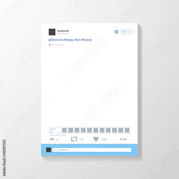 Fototapeta Social network photo frame vector illustration. Mock up Vector illustration