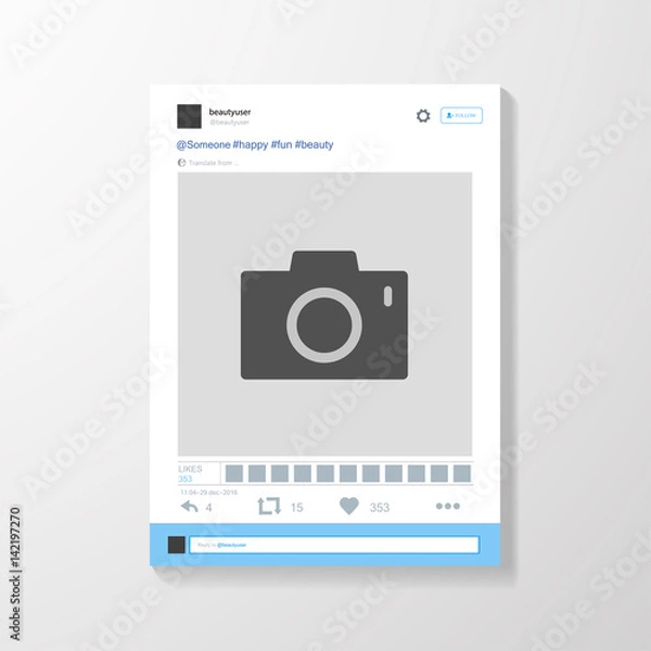 Fototapeta Social network photo frame vector illustration. Mock up Vector illustration