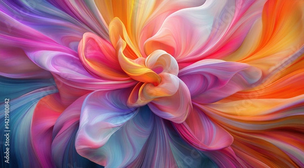 Fototapeta Colorful abstract floral swirl in vibrant hues  