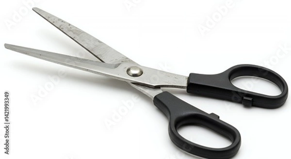 Fototapeta Bent Scissors with Misaligned Blades on White Background