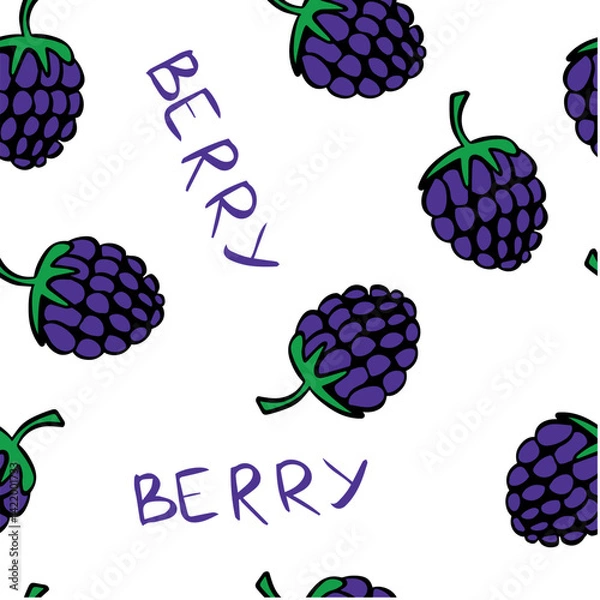 Fototapeta berris raspberry seamless pattern