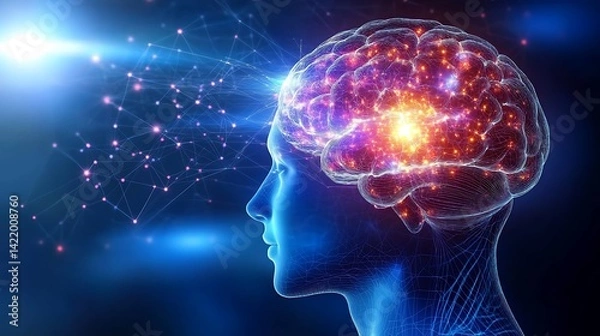 Fototapeta Illuminated Mind: A Visual Representation of Neural Network Activity and Cognitive Processes