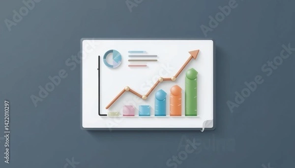 Fototapeta Business growth insights office space infographic chart professional environment elevated viewpoint strategic analysis