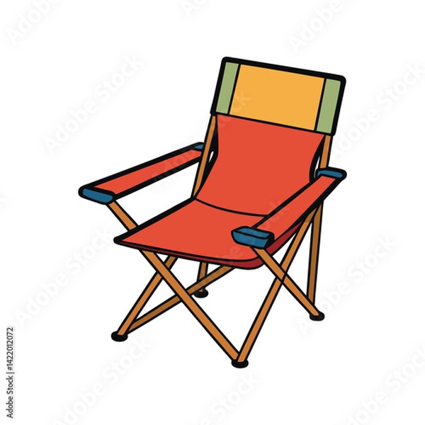 Obraz Camping Chair Vector Illustration. Portable outdoor seating, lightweight design, and rugged camping chair vector art