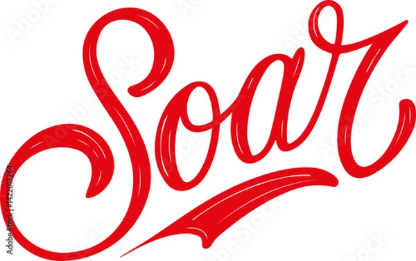 Fototapeta Soar Red Handwritten Typography.