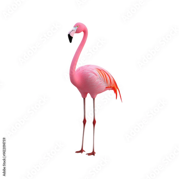 Fototapeta Pink Flamingo Standing on Transparent Background