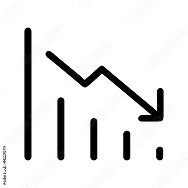 Fototapeta descending stock chart vector flat icon for market apps and websites
