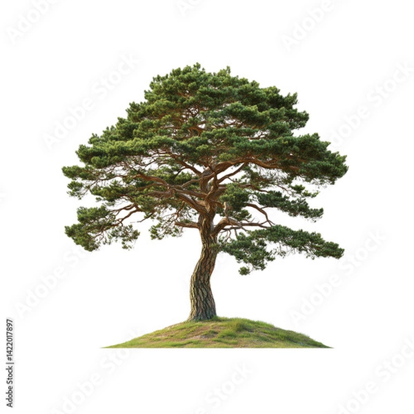 Fototapeta Majestic Pine Tree on a Hilltop - Isolated on Transparent Background