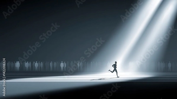 Fototapeta Runner Breaking Away From the Crowd.