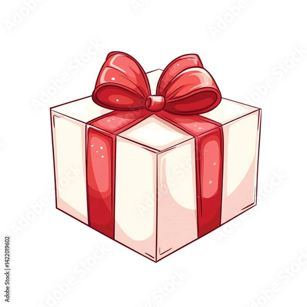 Fototapeta A gift box with a big red ribbon a present for you