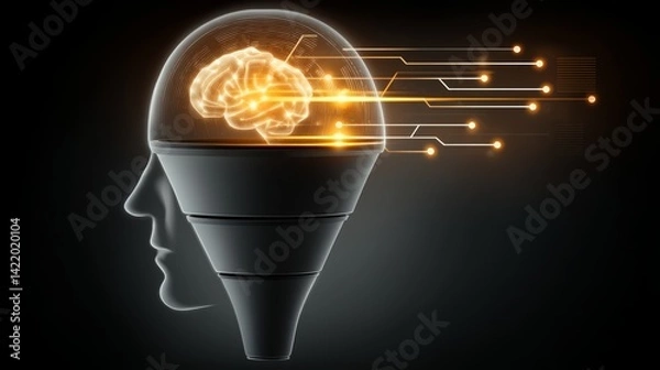 Obraz AI-Driven Customer Journey Funnel Concept with Human Brain Visualization
