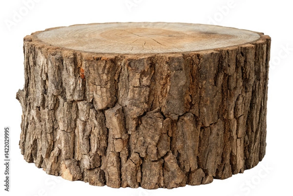 Obraz Rustic wood log cut from a larger tree, showcasing natural texture and grain patterns in neutral tones
