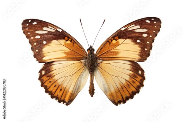 Fototapeta Colorful butterfly resting with open wings, showcasing intricate patterns and vibrant colors in natural light
