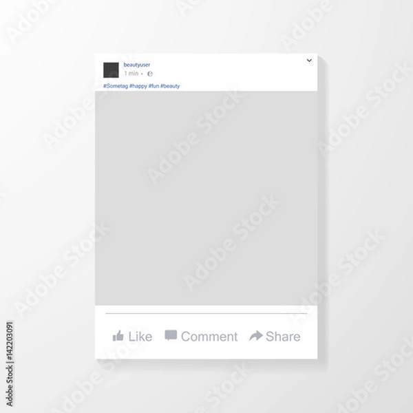 Fototapeta Social network photo frame vector illustration. Instagram. Mock up Vector illustration