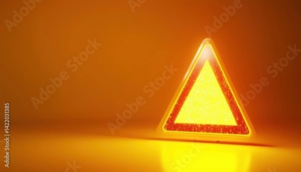 Fototapeta Alert Safety Caution Sign: Warning Symbol For Secure Attention To Traffic Danger, Security Message With Exclamation Triangle Information And Alarm Render.