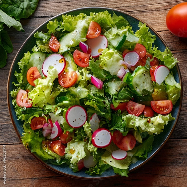 Fototapeta "Japanese Coleslaw Salad Isolated on White Background – Fresh Asian Cabbage Salad with Sesame Dressing.  Asian salad, healthy salad, cabbage slaw, sesame coleslaw, white background food, isolated sa

