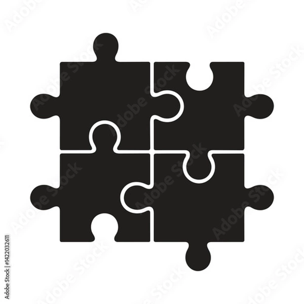Fototapeta Jigsaw puzzle piece icon, Complete puzzle icon vector