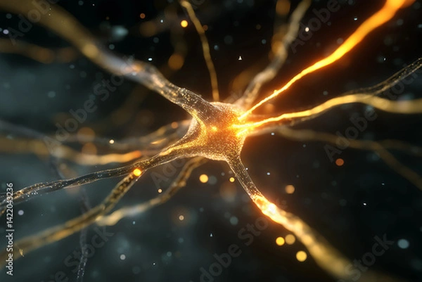 Fototapeta stunning abstract background showcasing glowing neuron with intricate connections. vibrant colors and luminous details create captivating visual experience that evokes sense of wonder