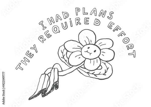 Obraz Funny line art, comic print, lazy quote sublimation and embroidery design