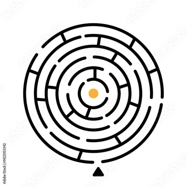 Obraz Black round maze or labyrinth icon