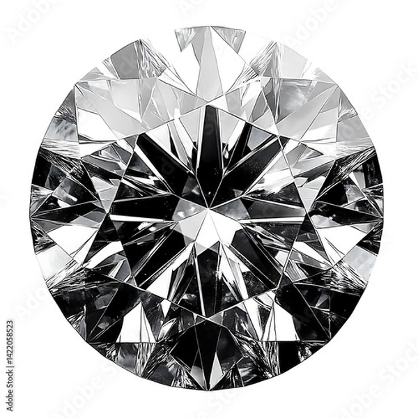 Fototapeta Brilliant Cut Diamond Isolated on White Background – High Resolution Gemstone Image