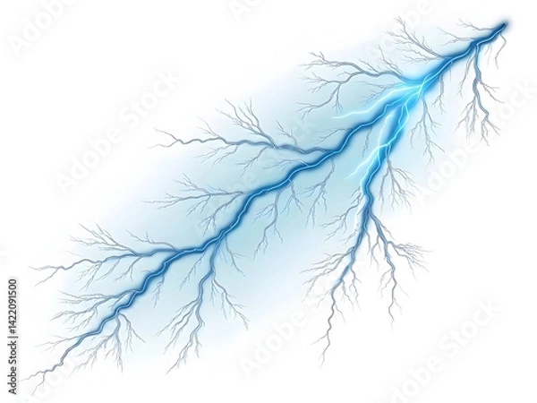Fototapeta Abstract Blue Lightning Bolt Branching Design Element