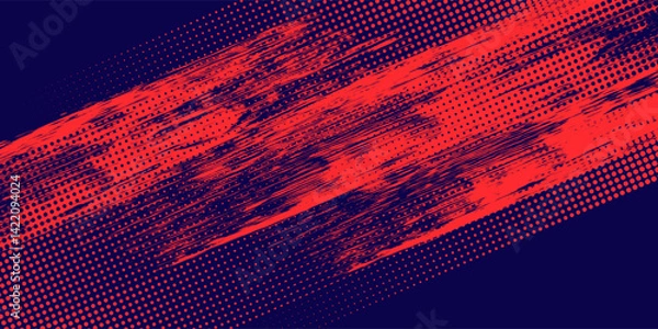 Fototapeta Halftone dots red and blue color pattern gradient grunge texture background. Dot pop art comic sport style vector illustration. grunge vector dots . eps 10