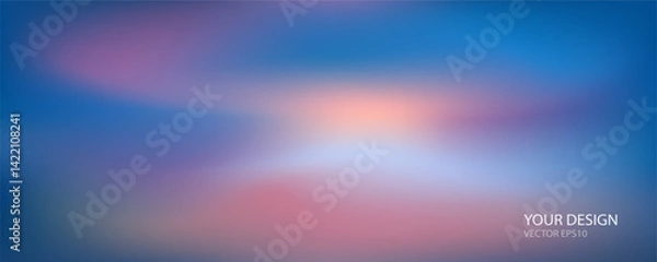 Fototapeta Blurred gradient background vector illustration. Abstract gradient blurred background with colors of sky, sunset, sunrise. Gradient background for design cover, banner, poster, or presentation.