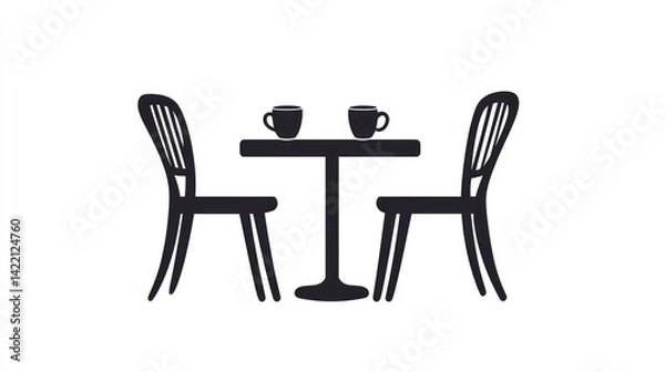 Obraz Cafe table and chairs silhouette