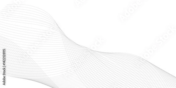 Fototapeta Abstract black and white gray wavy curve  technology science line on transparent background, Vector illustration,