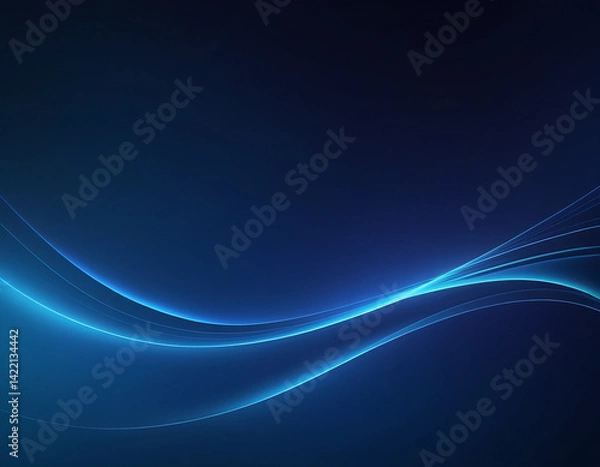 Fototapeta Digital Blue Flow – High-Tech Waveform Background with Glowing Curves and Deep Space Vibe