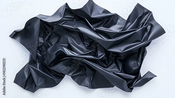 Fototapeta Crumpled Black Plastic Texture Abstract Background
