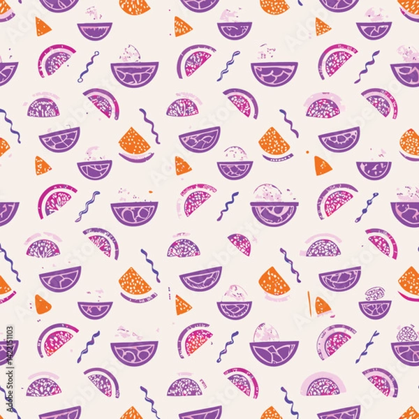 Fototapeta Seamless Muted Pastel Street Food Icons Pattern