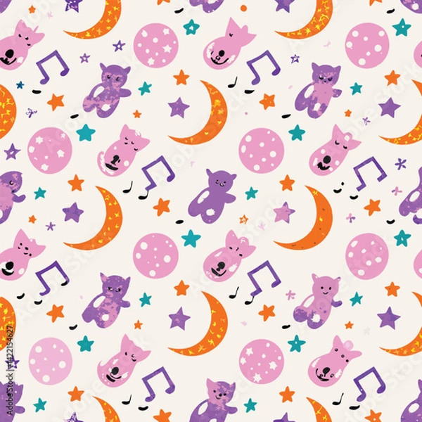 Fototapeta Nursery Pastel Lullaby Icons Pattern