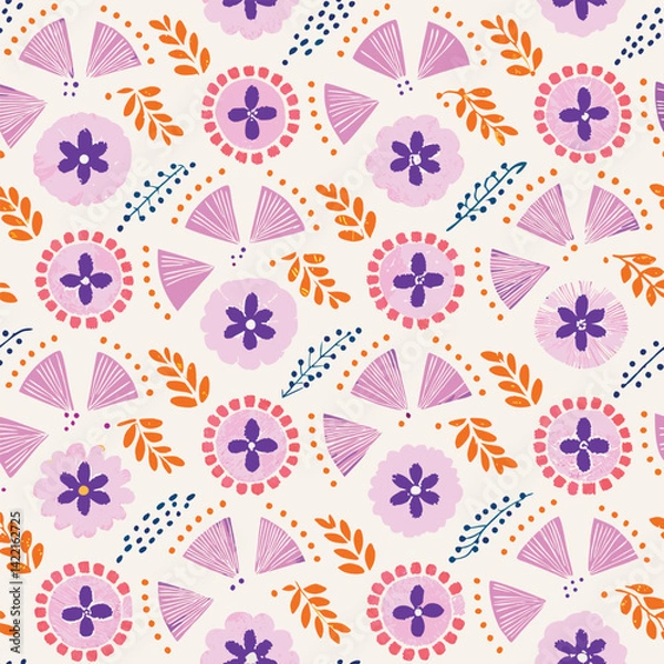 Obraz Upscale Art Deco Pastel Florals Vector Pattern