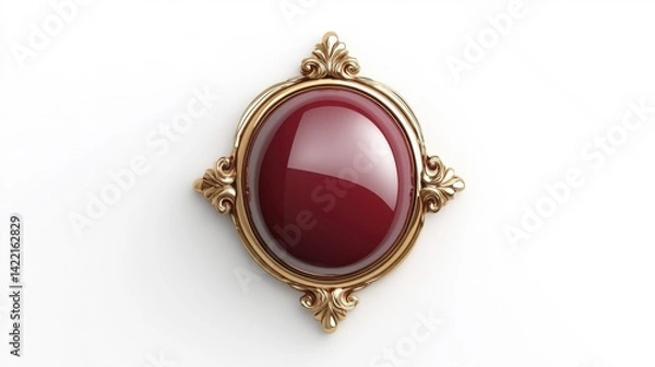 Fototapeta Maroon badge mockup isolated on white background. Generative AI