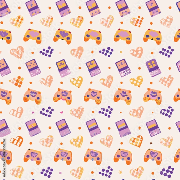 Obraz Gaming Nostalgic Pastel Retro Arcade Machines Pattern