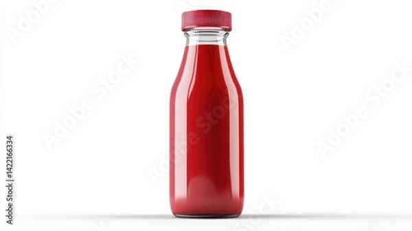 Fototapeta Squeeze Bottle with Red Liquid Isolated on White Background. Generative AI