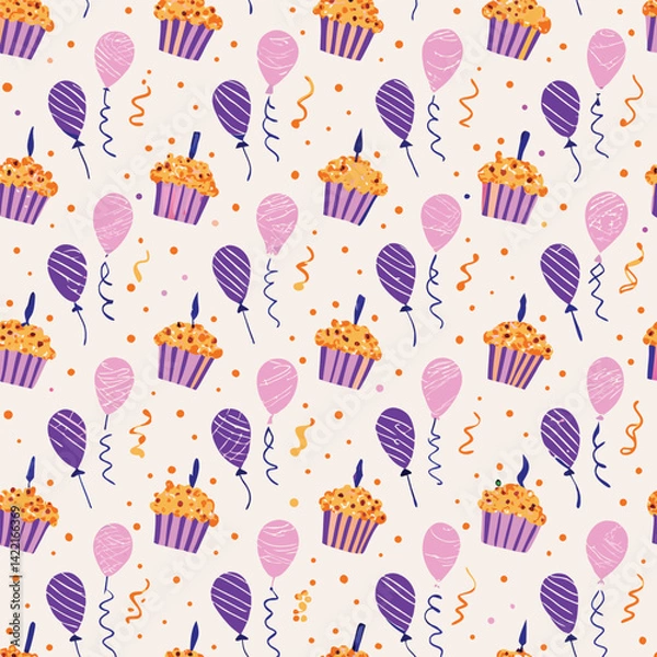 Obraz Celebratory Pastel Cupcakes Pattern