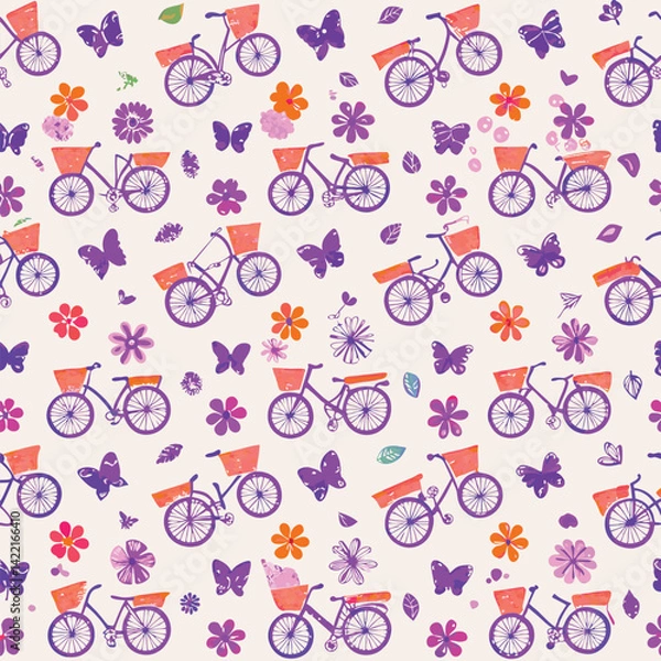 Obraz Spring Lifestyle Pastel Bicycles Pattern