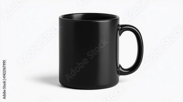 Obraz Black Mug Mockup on White Background. Generative AI