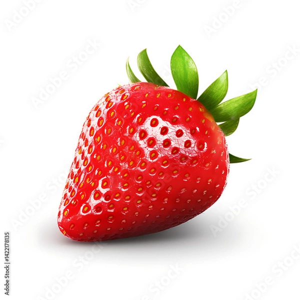 Fototapeta Fresh Ripe Strawberry Isolated on White Background