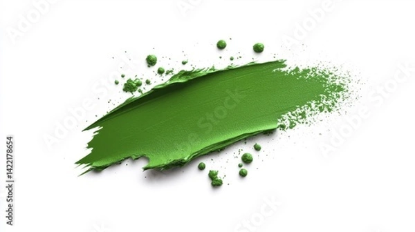 Fototapeta Emerald green brush stroke isolated on white background. Generative AI