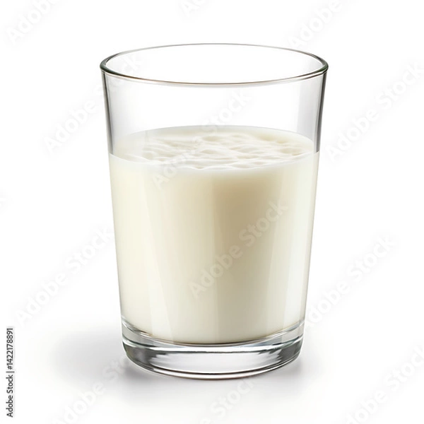 Fototapeta Glass of Milk on plain white background - product photography